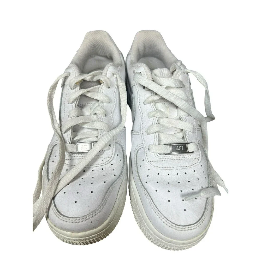 Nike Air Force One AF1 Low Youth Size 5.5Y Triple White Leather Shoes 314192-117